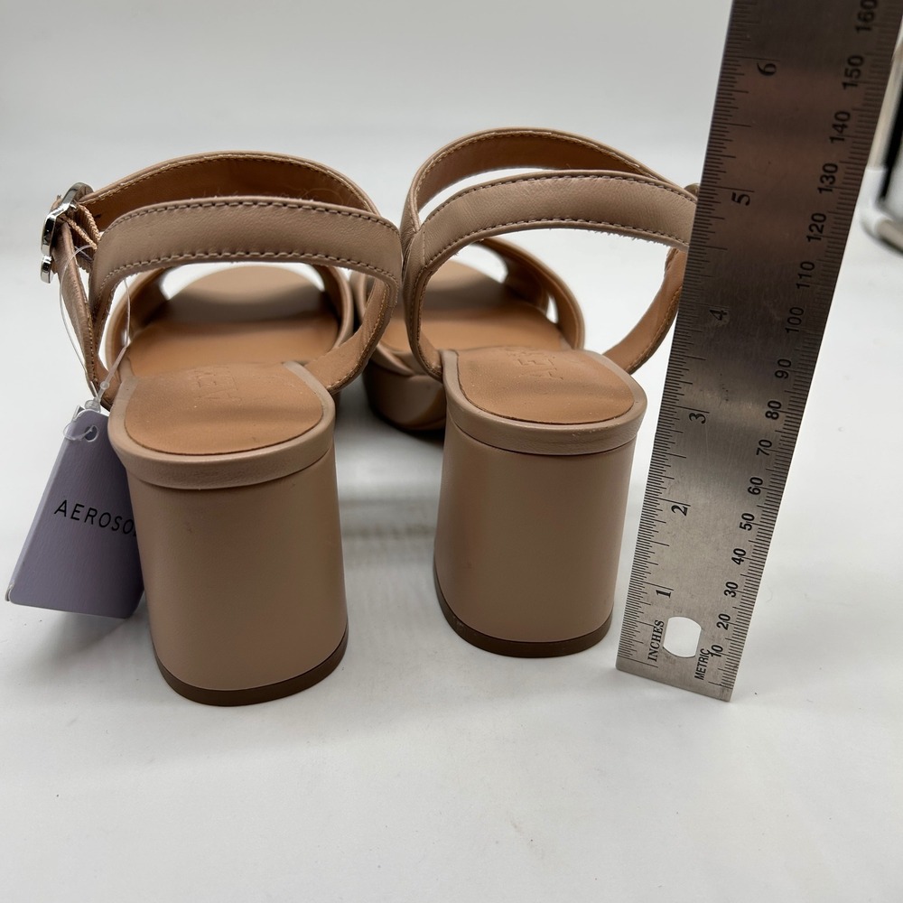 Aerosoles Cosmos Nude Leather Block Heel Platform Sandals Women's 5.5M NEW - Picture 4 of 11